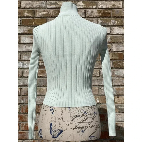 JONATHAN SIMKHAI Shirt‎ Womens Small Elsi Rib Polo Cardigan Pistachio Green Top - Picture 2 of 16